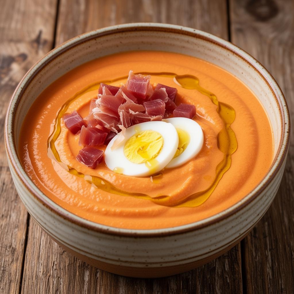 Salmorejo cordobés y tapas típicas en taberna tradicional